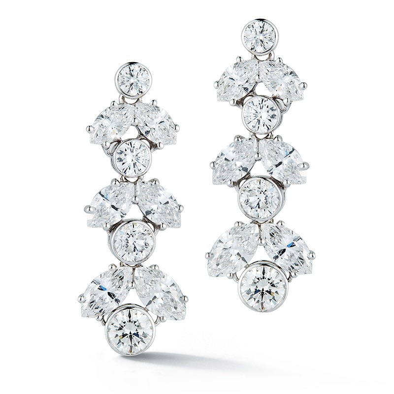 Deutsch Signature Marquise/Round Diamond Drop Earrings