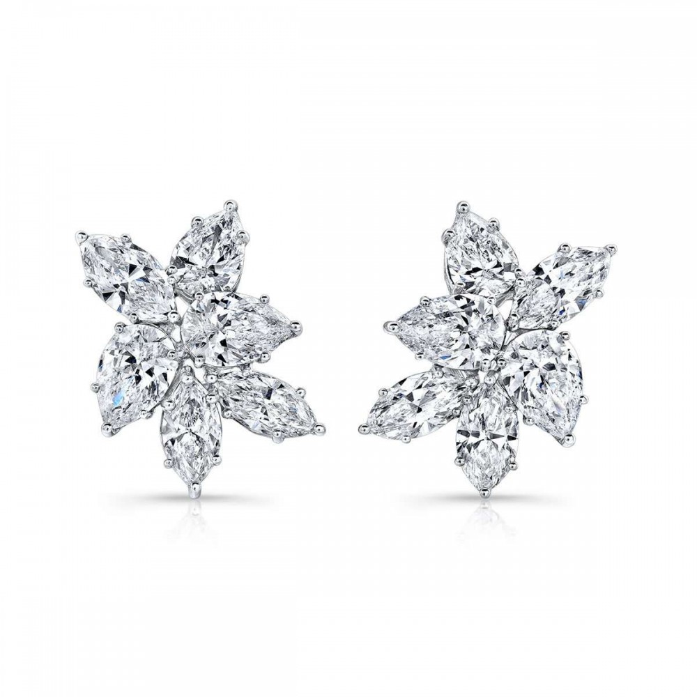 Norman Silverman Diamond Cluster Earrings