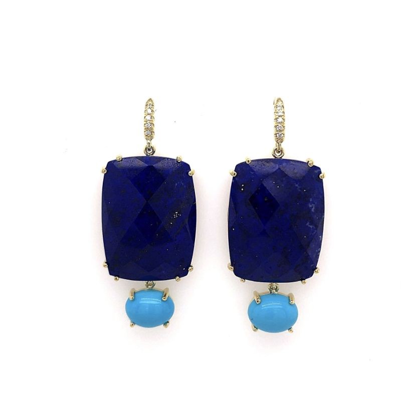 Lauren K Joyce Lapis and Turquoise Two Stone Earrings