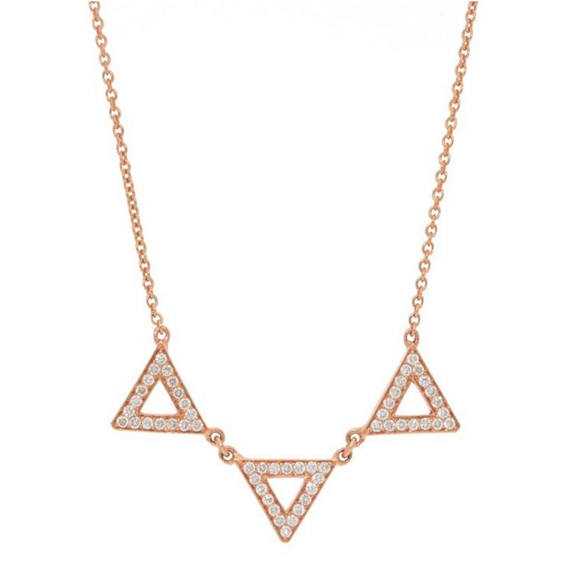 Deutsch Signature Three Open Pave Diamond Triangle Necklace