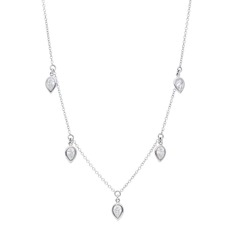 Deutsch Signature 5 Pear Diamond Bezel Dangles Necklace