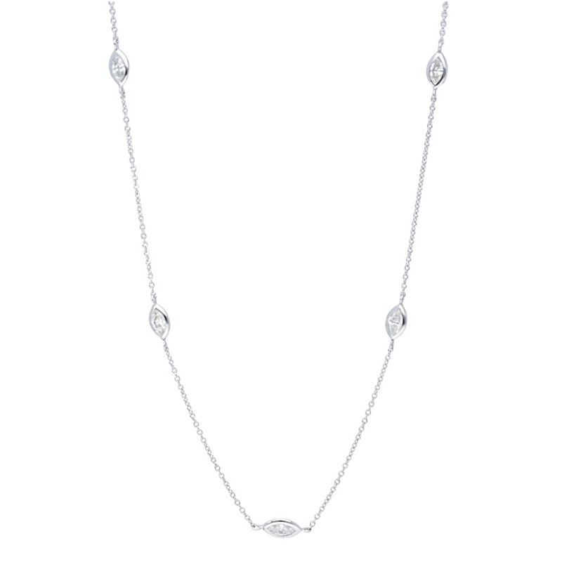 Deutsch Signature 5 Polished Bezel Marquise Diamonds by the Yard Necklace