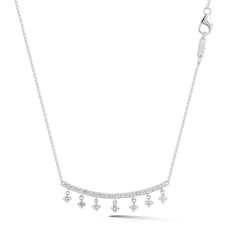 Deutsch Signature Curved Diamond Bar Necklace with Diamond Dangles