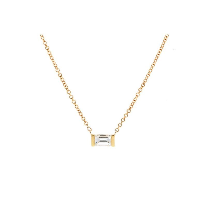 Deutsch Signature Straight Baguette Diamond Bezel Necklace