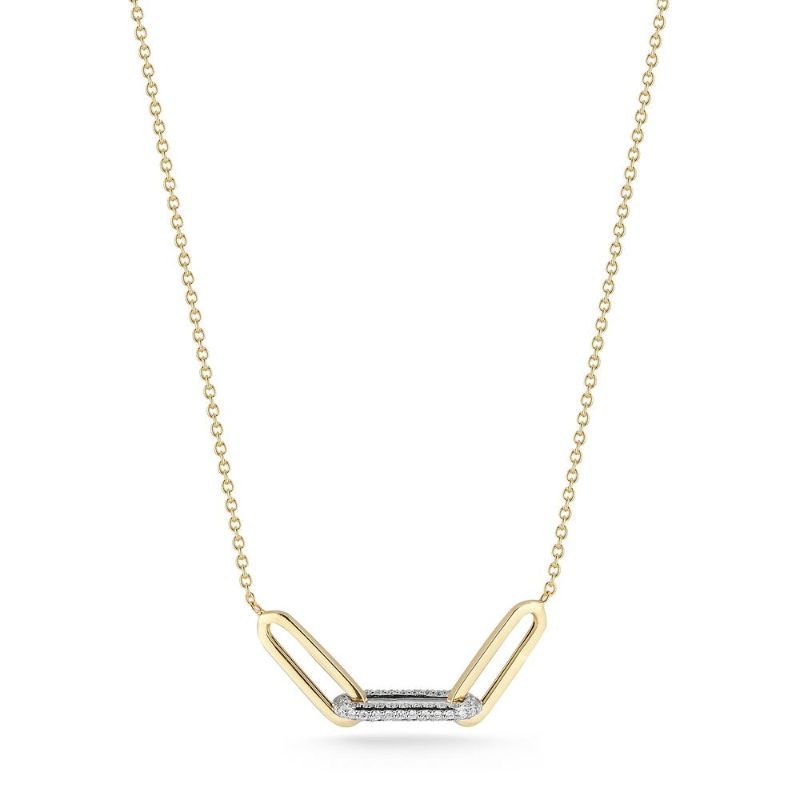 Deutsch Signature 3 Paperclip Links, One with Diamonds Necklace