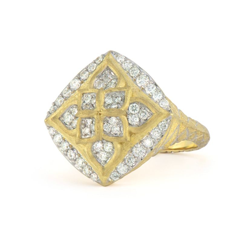 Jude Frances Moroccan Diamond Shield Brushed-Cut Band Ring