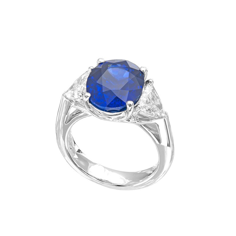 Jye's Sapphire and Trillion Diamond 3 Stone Ring