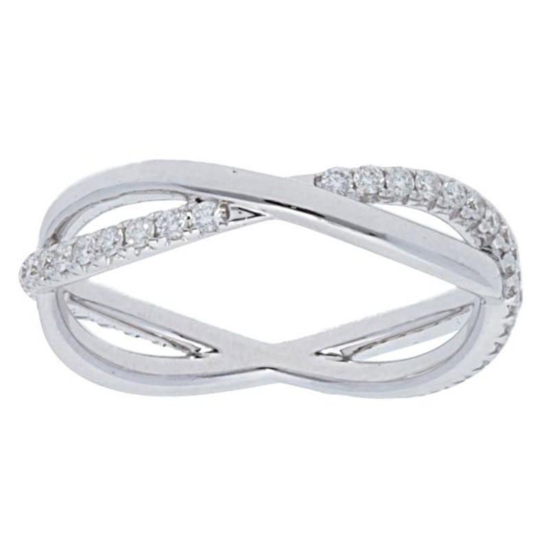 Deutsch Signature Pave Diamond and Polished Crossover Ring
