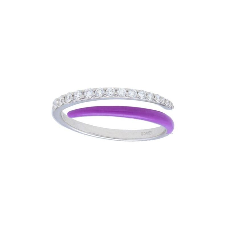 Deutsch Signature Purple Enamel and Diamonds Wrap Around Ring