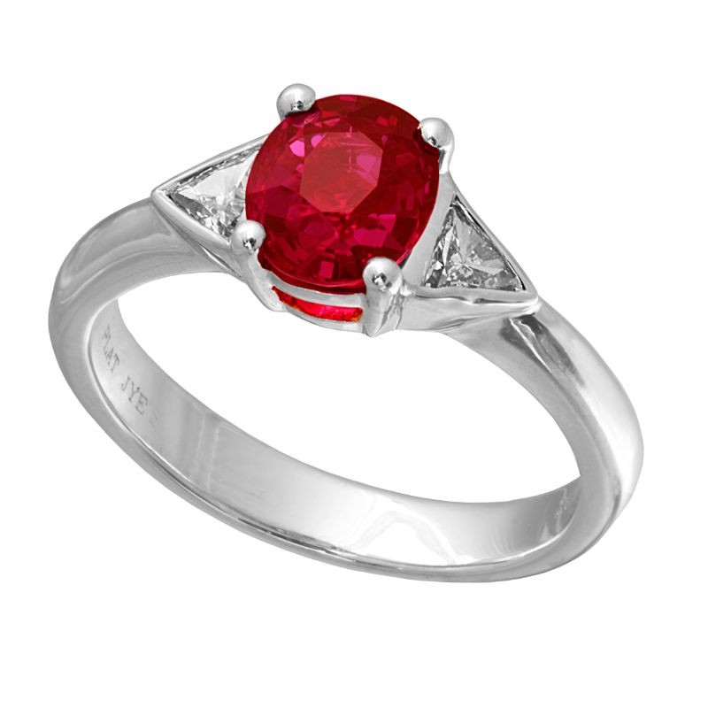 Jye's Oval Ruby and Trillion Diamond Ring