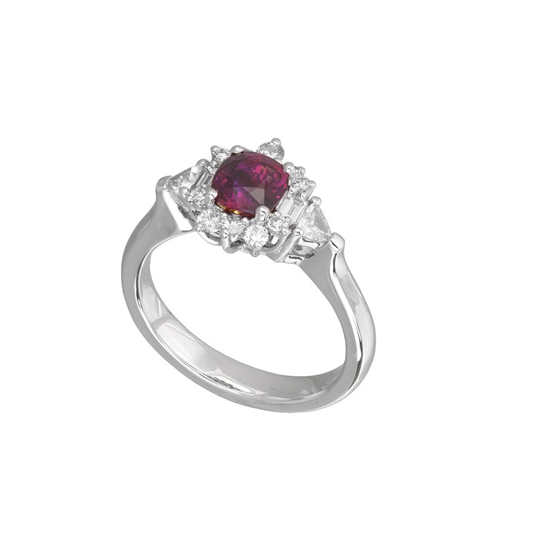 Jye's Ruby and Diamond Halo Ring