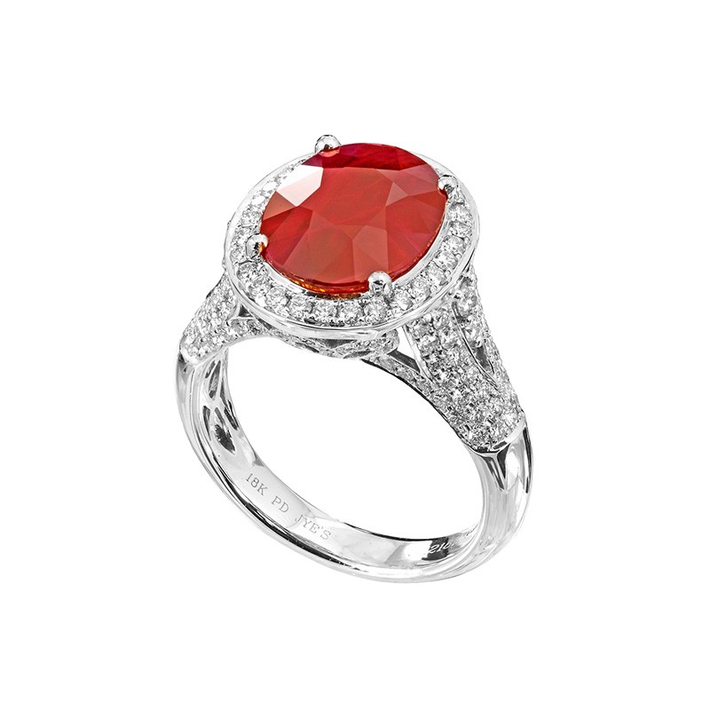 Jye's Ruby and and Diamond Pave Halo Ring