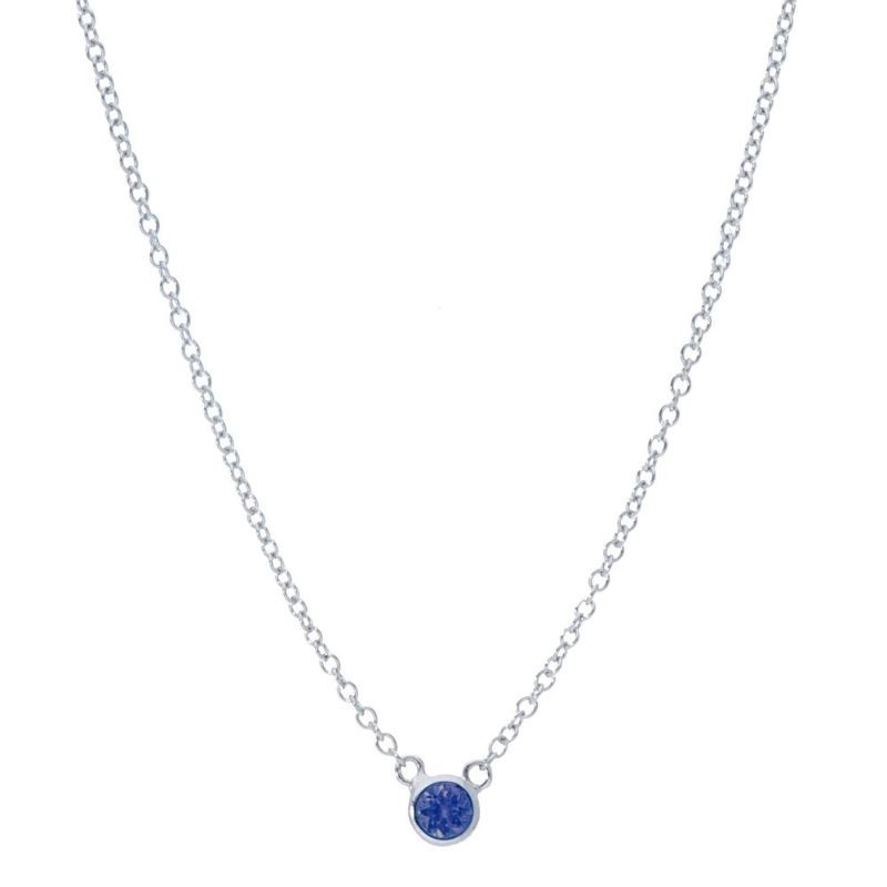 Deutsch Signature Single Blue Sapphire Bezel Necklace