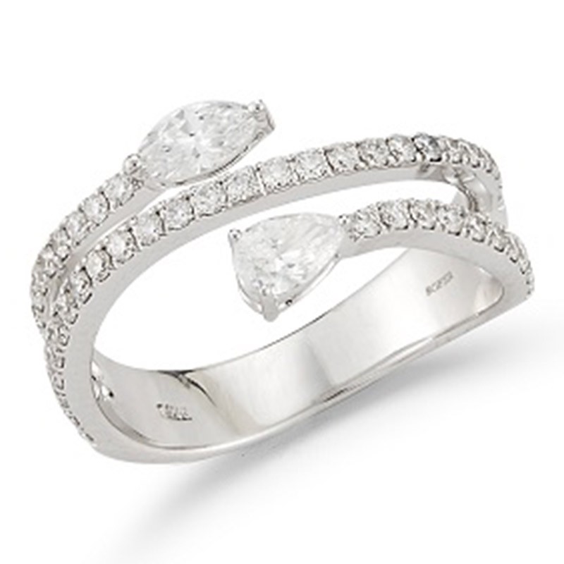 Deutsch Signature 3 Row Diamond Ring with Pear and Marquise Diamonds