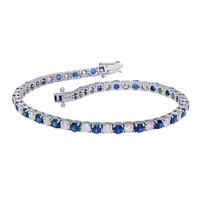 Deutsch Signature Blue Sapphires and Diamond Tennis Bracelet