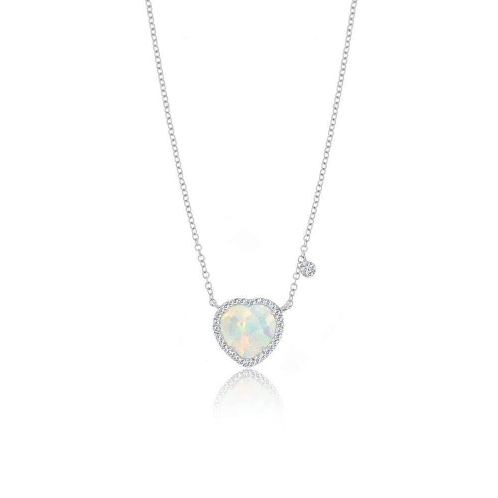 Meira T White Opal Heart Necklace