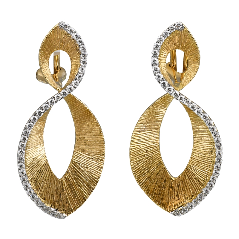Jyes's Diamond Pave Swirl Infinity Style Florentine Earrings