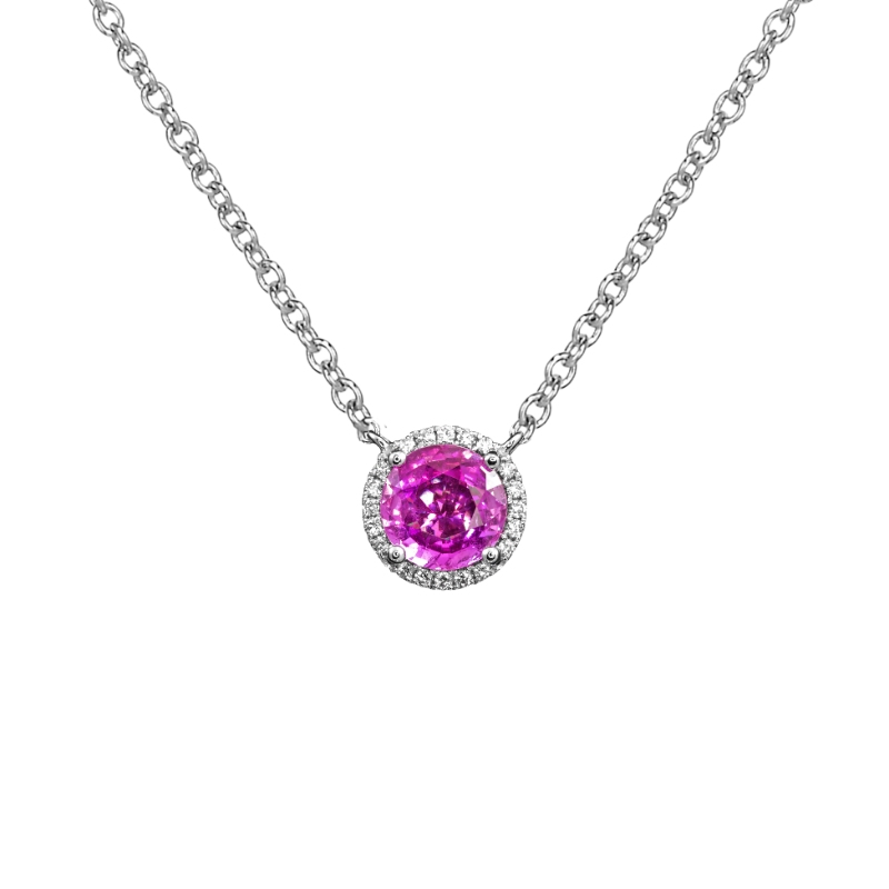 Jyes's Diamond Pave Halo Pendant Necklace