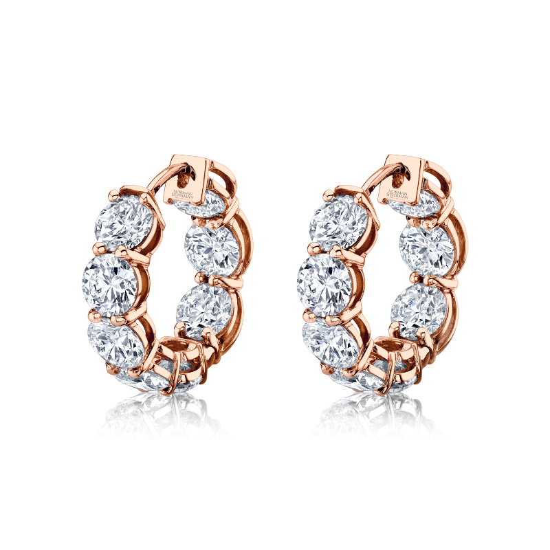 Norman Silverman Norman Silverman Signature Round Diamond Huggies In Rose Gold