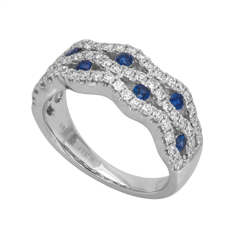 Jyes's Round Diamond Pave Wave Halfway Band
