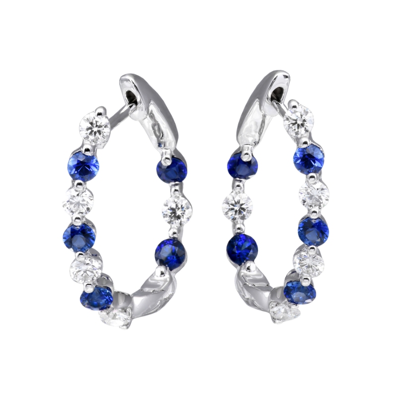 Jyes's Diamond Alt In/Out Oval Small Hoop Earrings