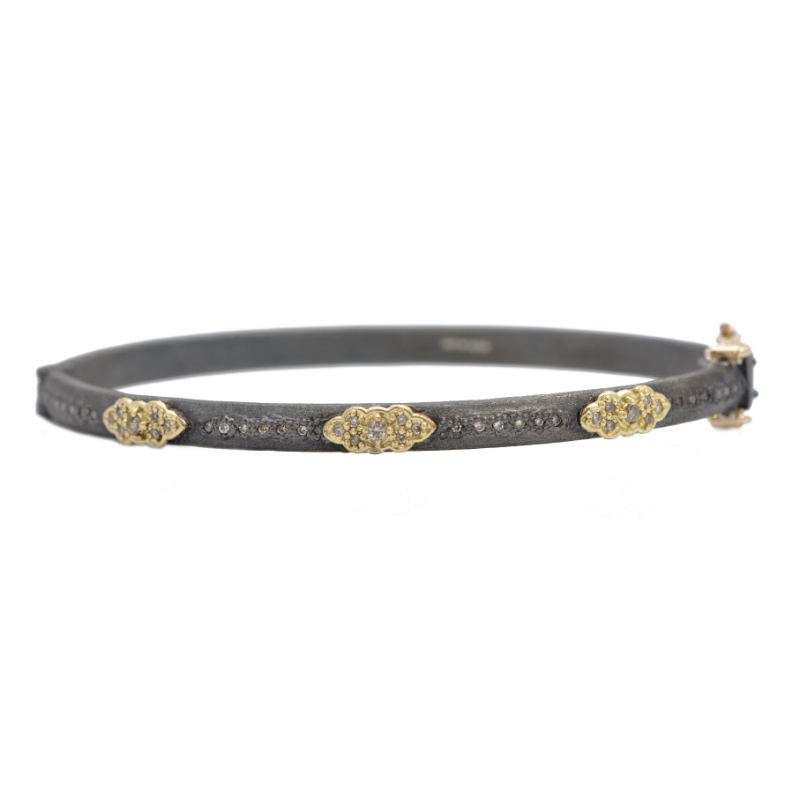Armenta Champagne Diamond with Scroll Station Huggie Bracelet