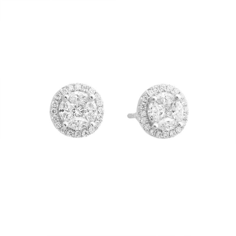 Jyes's Diamond Halo Stud Earrings
