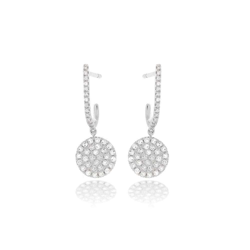 Meira T Pave Diamond Disc Earrings with Diamond Hoops - 1e8091