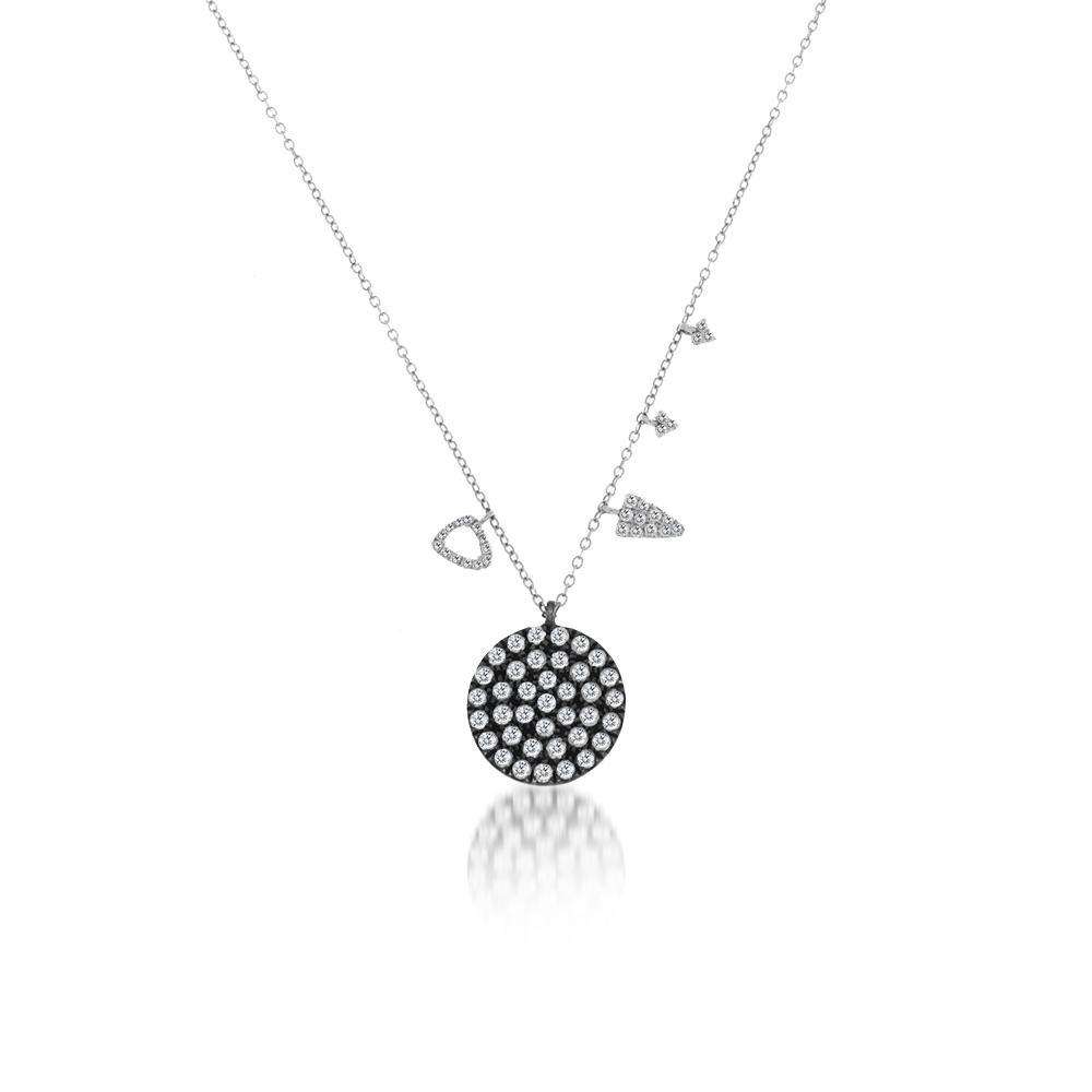MEIRA T BLACK RHODIUM &  DIAMOND CIRCLE NECKLACE