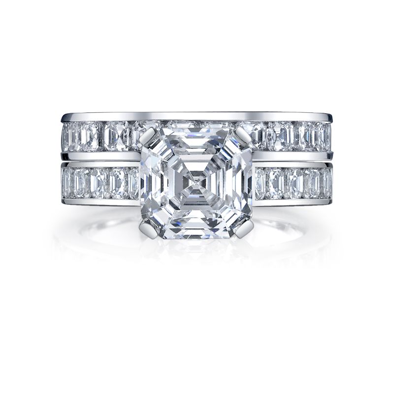 Deutsch Signature Eternity Bridal Set with Channel Set Asscher Diamonds