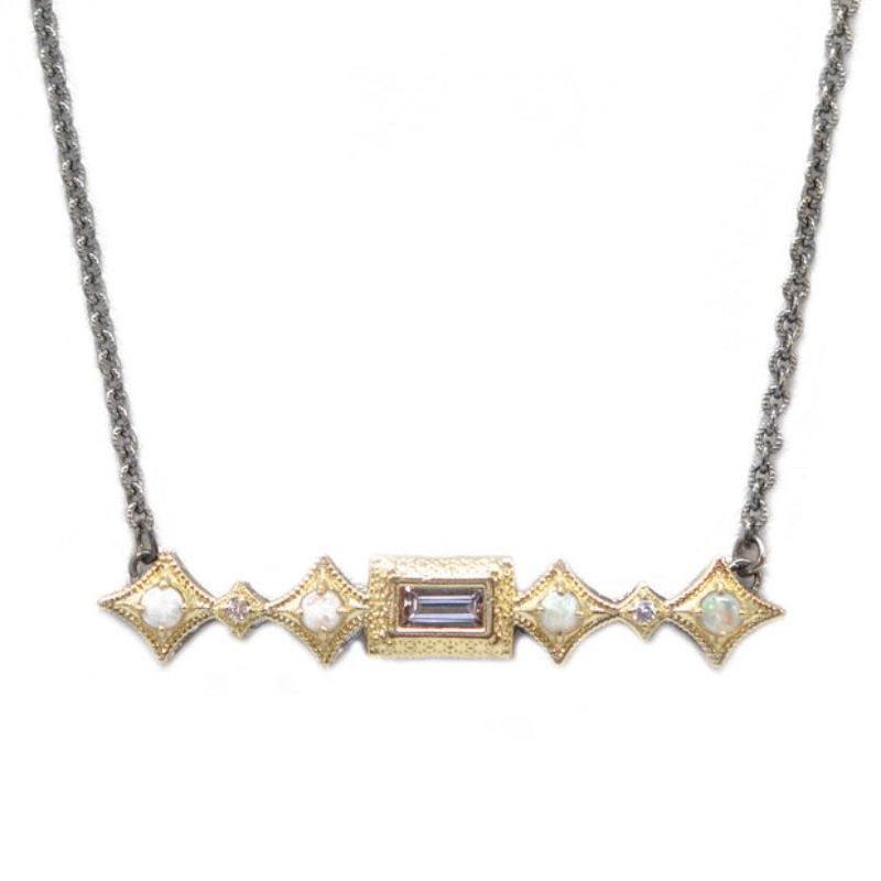 Armenta Crivelli Opal Baguette Morganite Necklace