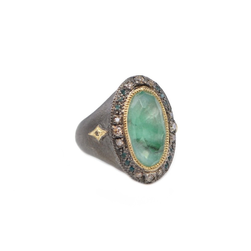Armenta Oval Emerald Cocktail Ring