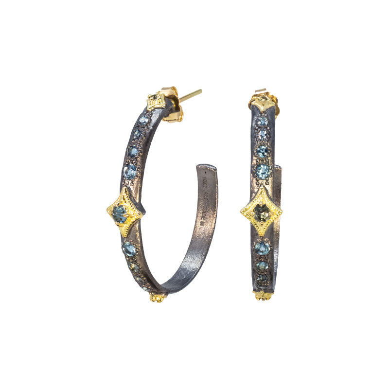 Armenta 30MM London Blue Topaz Crivelli Hoop Earrings