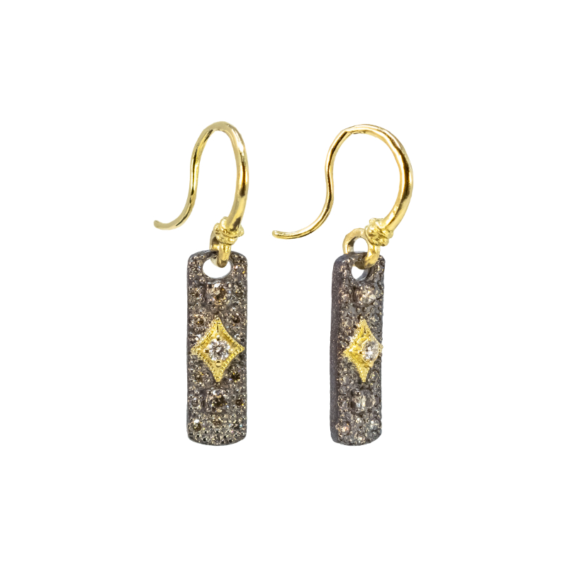 Armenta White And Champagne Diamonds Drop Earrings