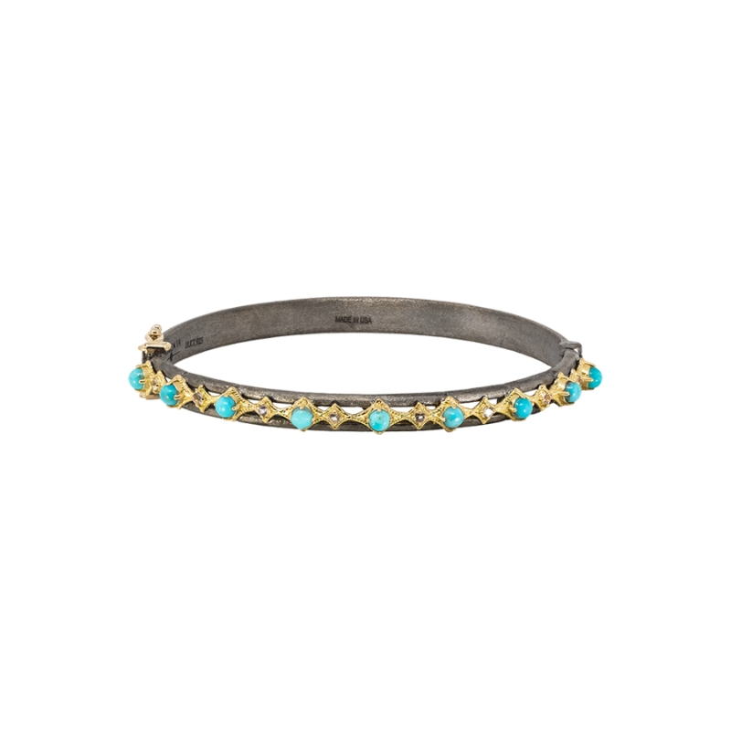 Armenta Turquoise And Morganite Acent Top Huggie Bracelet