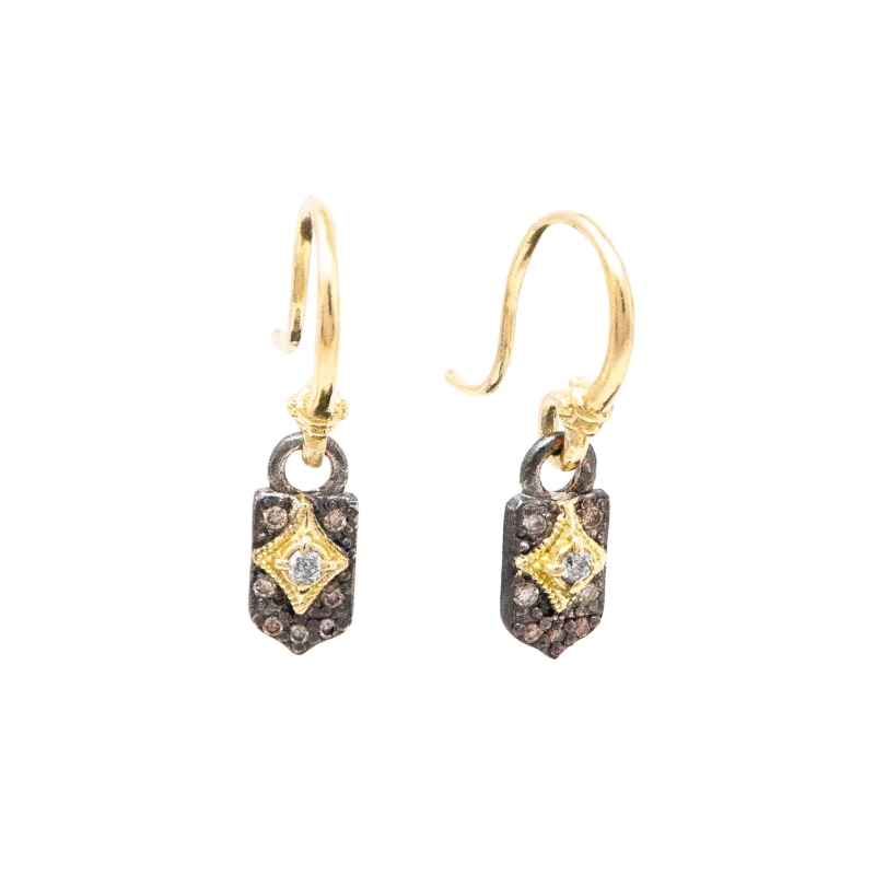 Armenta Round champagne And Grey Diamonds Crivelli Drop Earrings