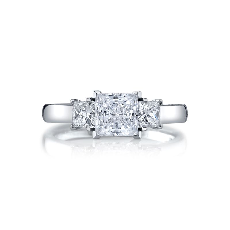 Deutsch Signature Princess Cut  3-Stone Rings Semi Mount