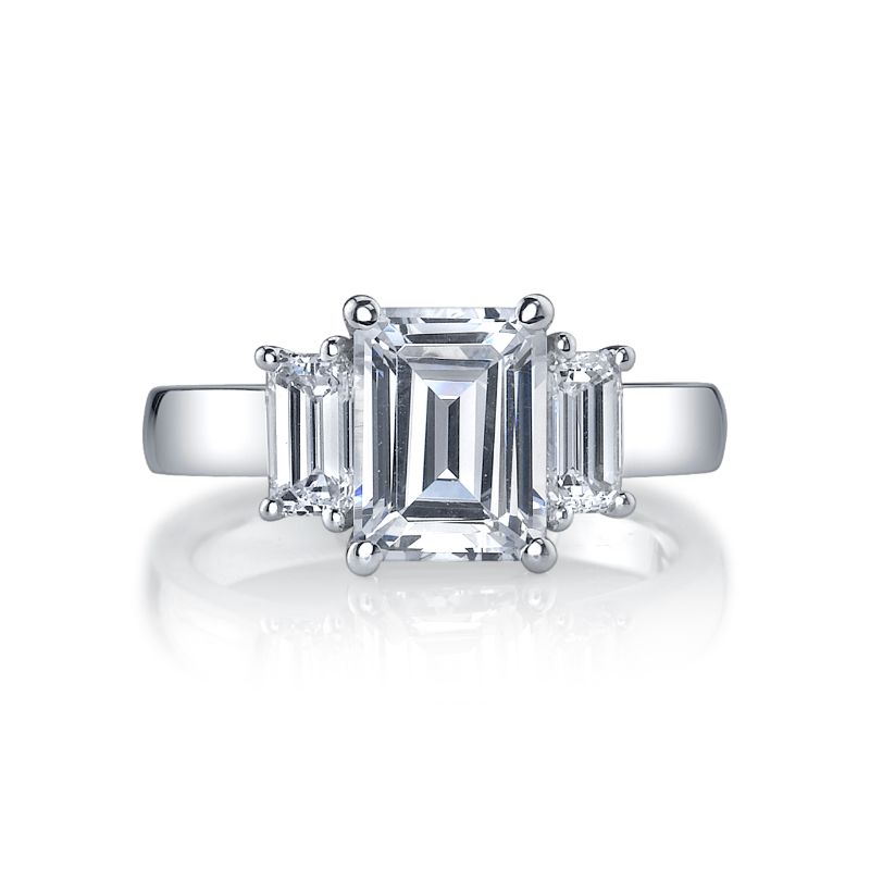 Deutsch Signature Emerald Cut  3-Stone Rings Semi Mount