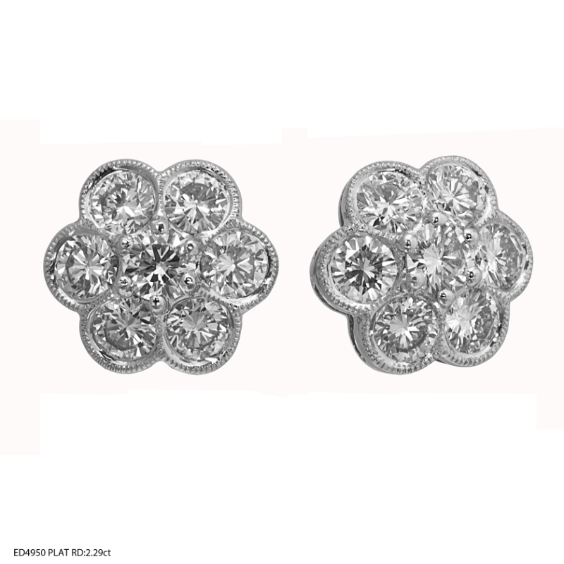 Jyes's Flower Stud Earring Millgrain Edge