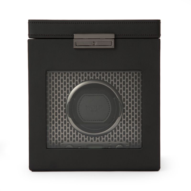 Black Axis Single Watch Winder With Storage