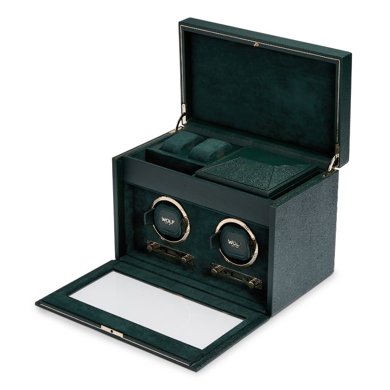 Green Bristish Racing Double Watch Winder