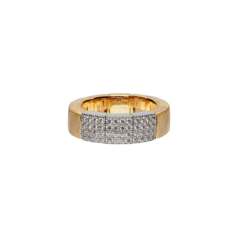 Matte 18K Yellow Gold Ring with 3 Diamond Sections