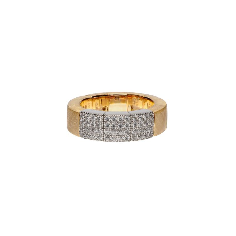Matte 18K Yellow Gold Ring with 3 Diamond Sections