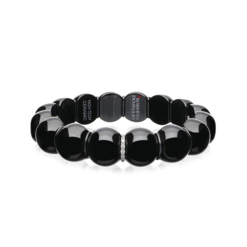 Black Ceramic Bracelet with 1 Diamond Bar