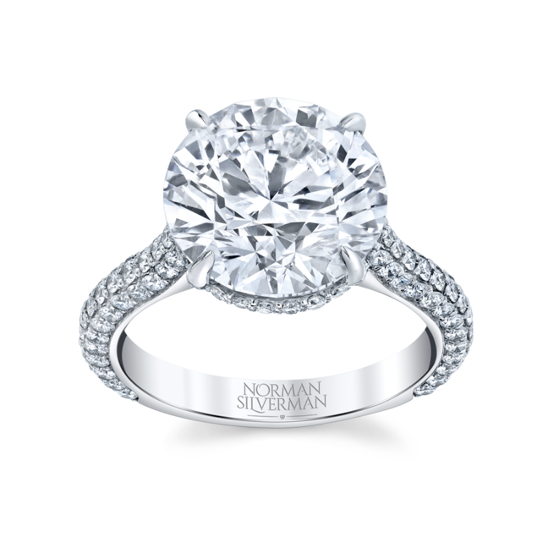 Norman Silverman Platinum 3 Sided Shank Round Diamond Ring