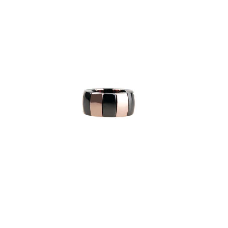 18K Rose Gold Overlay and Black Ceramic Stretch Ring