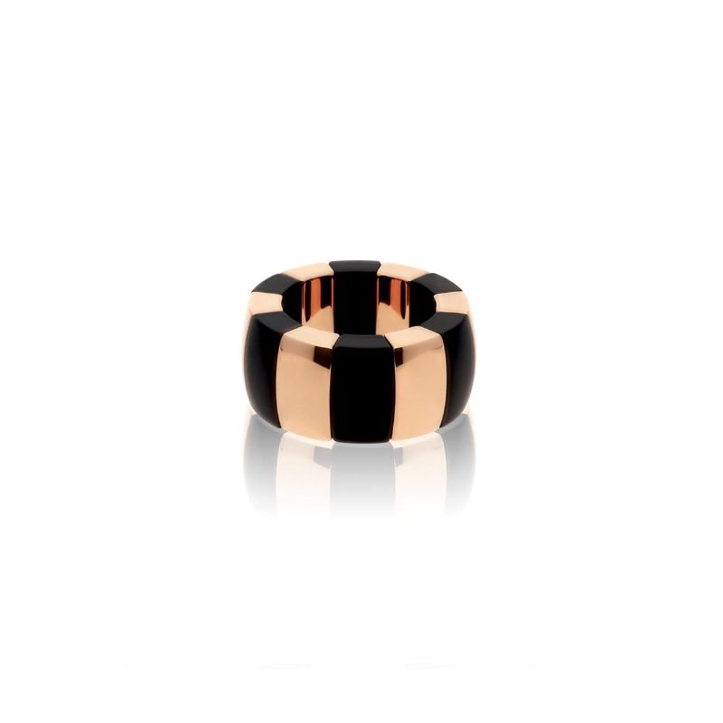 18K Rose Gold Overlay and Matte Black Ceramic Stretch Ring