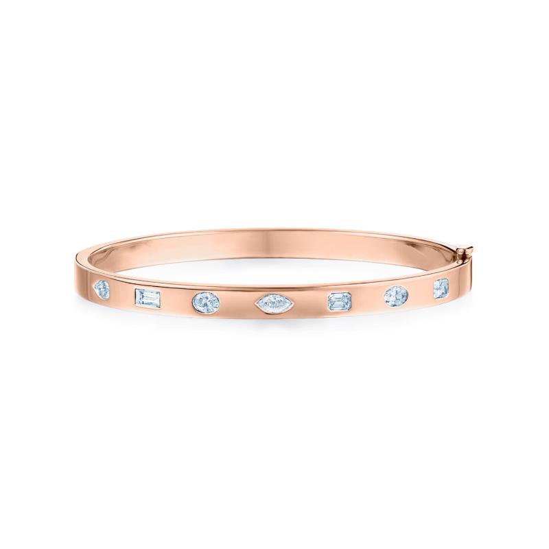 Kwiat Stackable Narrow Bangle with Fancy Shape Diamonds in Rose Gold