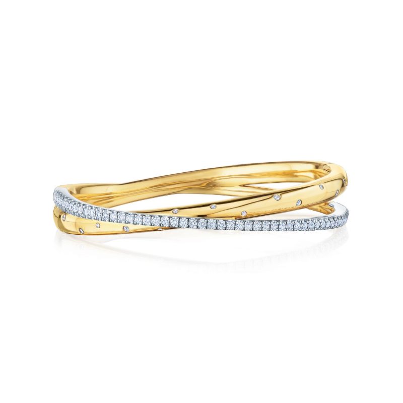 Kwiat Orbit Crossover Bangle with Diamonds in Two Tone