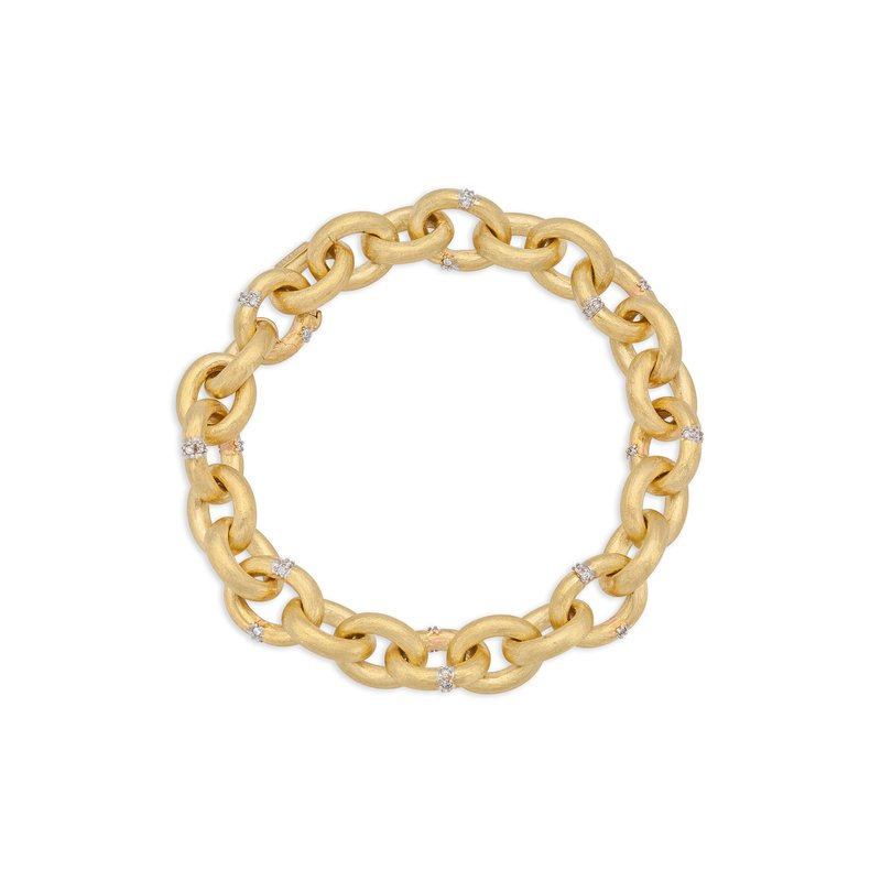 Rudolf Friedmann Etched Gold & Diamond Link Bracelet